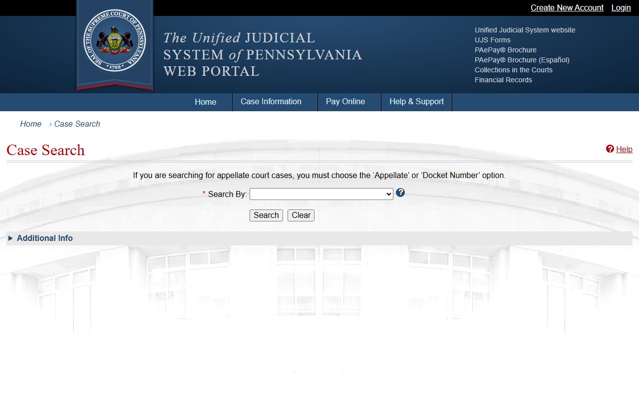 Tioga County court dockets UJS case search