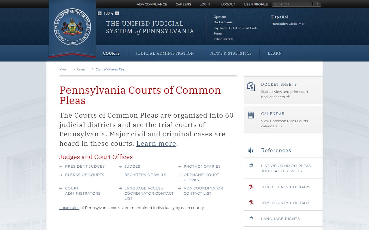 Tioga County court records Court of Common Pleas overview