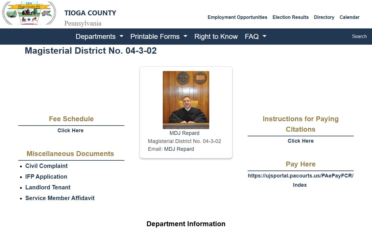 Tioga County Court of Common Pleas MDJ 04-3-02 Wellsboro office