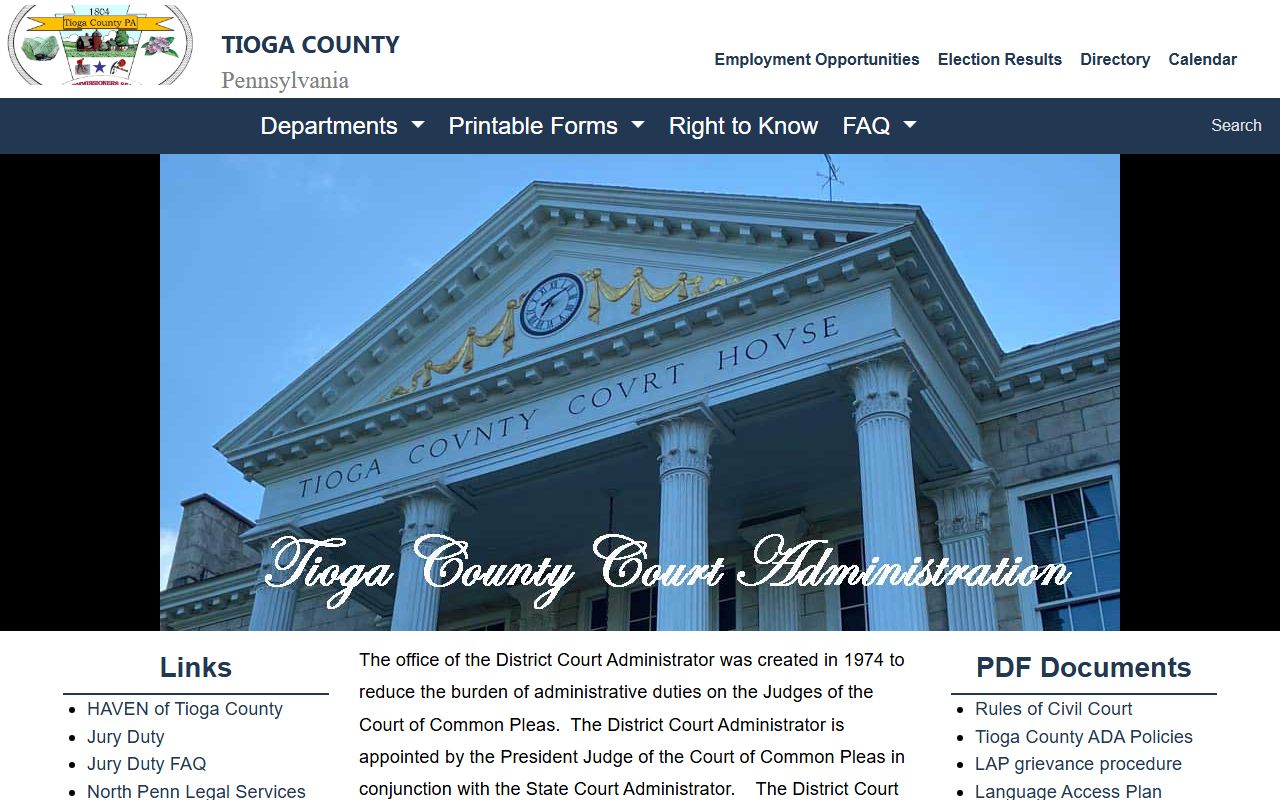 Tioga County court records Court Administration search guidance