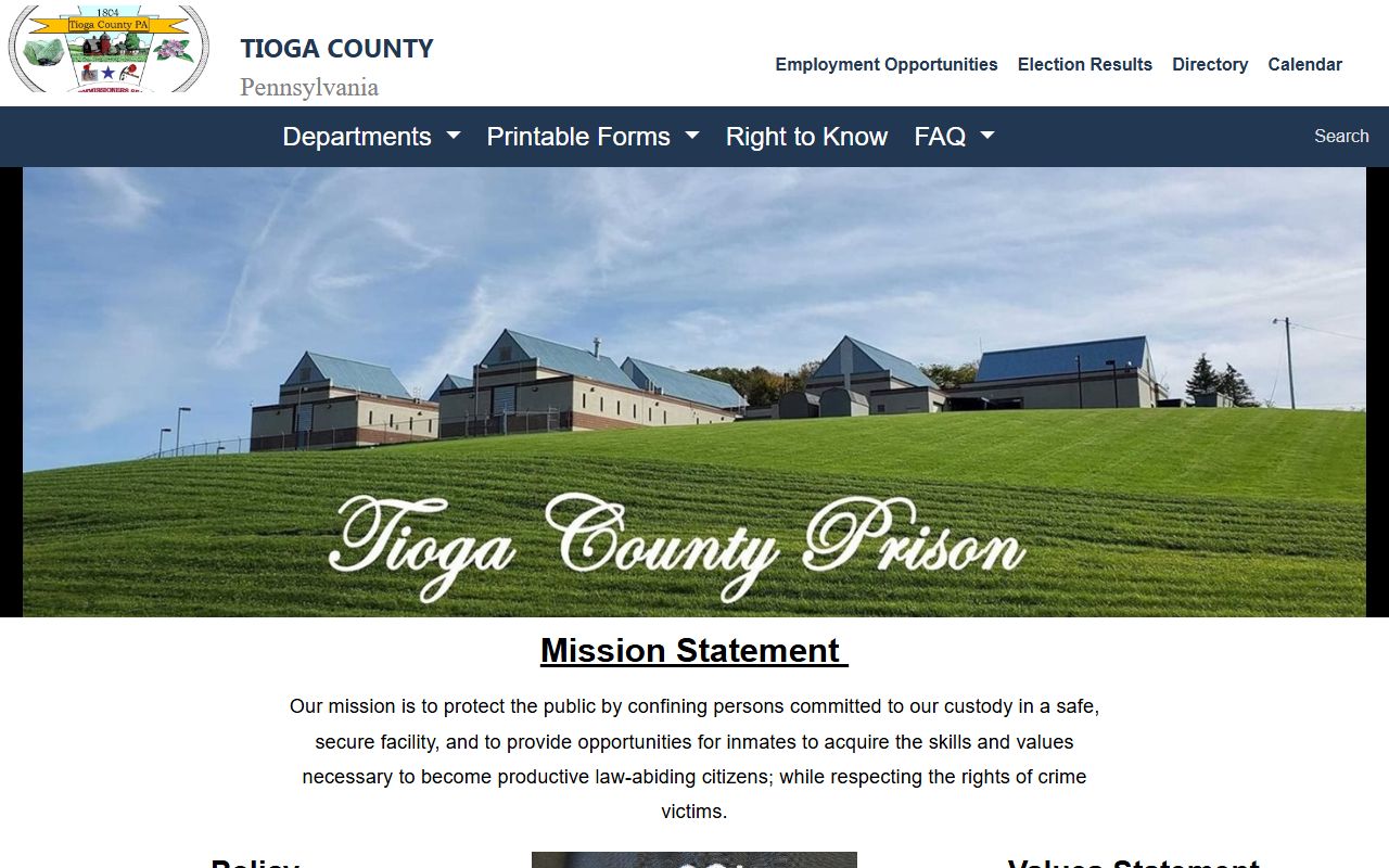 Tioga County inmate records prison contact page