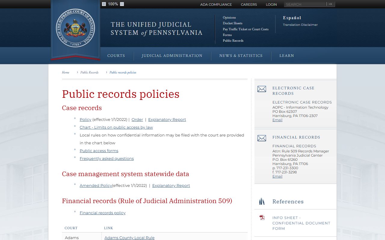 Tioga County probate records public access policy
