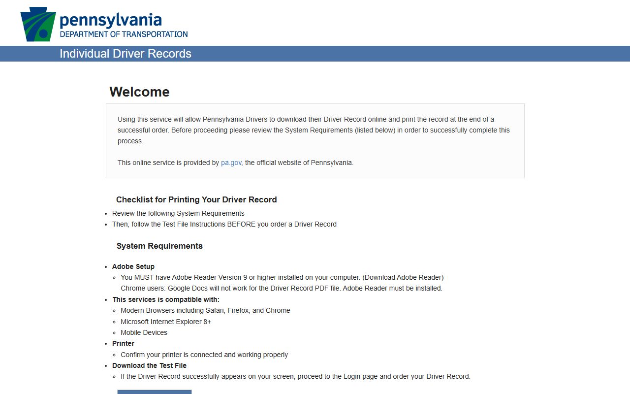 Tioga County traffic court records PennDOT individual driver records