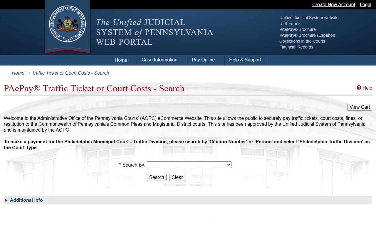 Tioga County traffic court records PAePay citation search